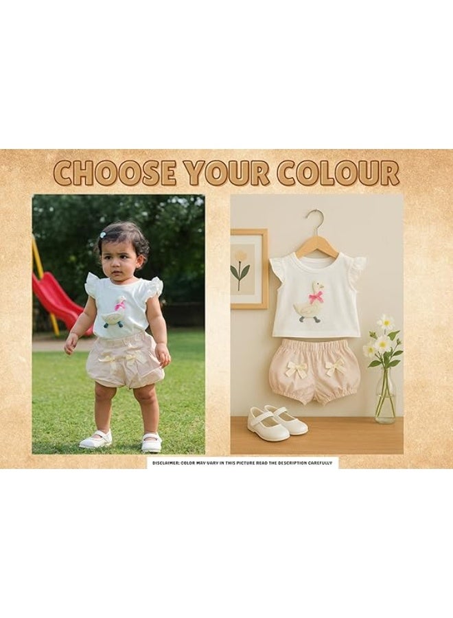 MINIIMODZ MINII MODZ Duck Appliqué Mini Shorts Set for Girls | Cute Summer Outfit with Bow Details - Image 5